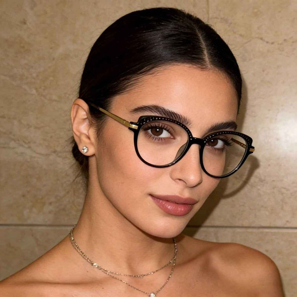 Metal Temples Cat-Eye Glasses