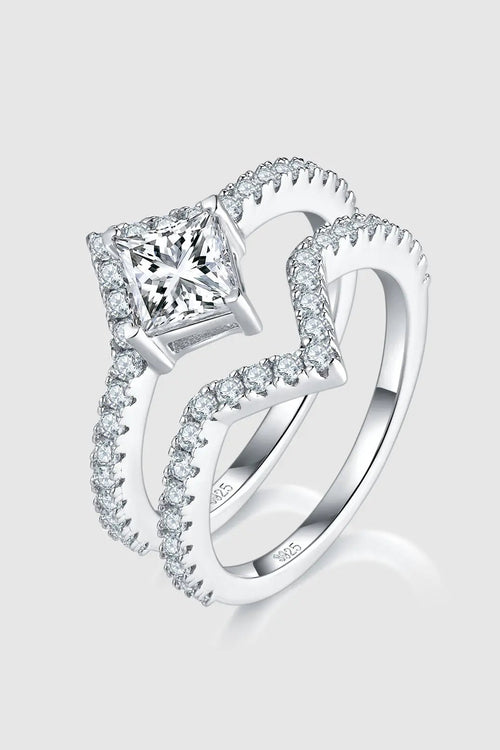 1 Carat Moissanite 925 Sterling Silver Double Layered Ring - GlossiChic Collection Silver / 5 GlossiChic Collection Rings