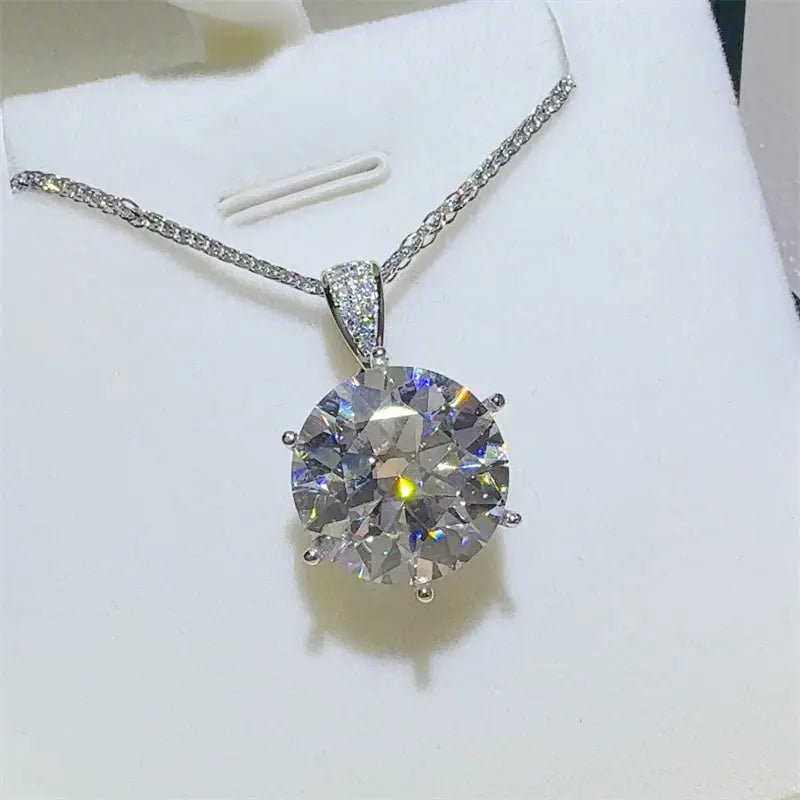 10 Carat Moissanite 925 Sterling Silver Pendant Necklace - GlossiChic Collection Silver / One Size GlossiChic Collection jewelry