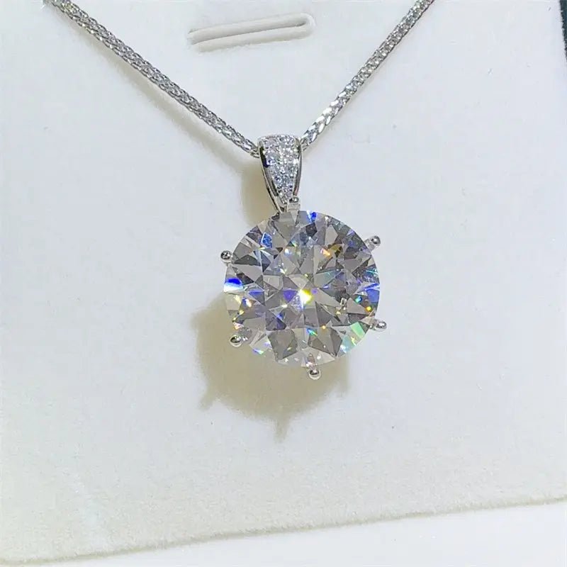 10 Carat Moissanite 925 Sterling Silver Pendant Necklace - GlossiChic Collection Silver / One Size GlossiChic Collection jewelry
