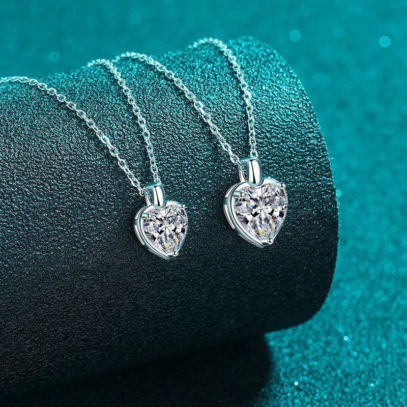 2 Carat Moissanite 925 Sterling Silver Heart Shape Necklace - GlossiChic Collection Silver / One Size GlossiChic Collection Necklace