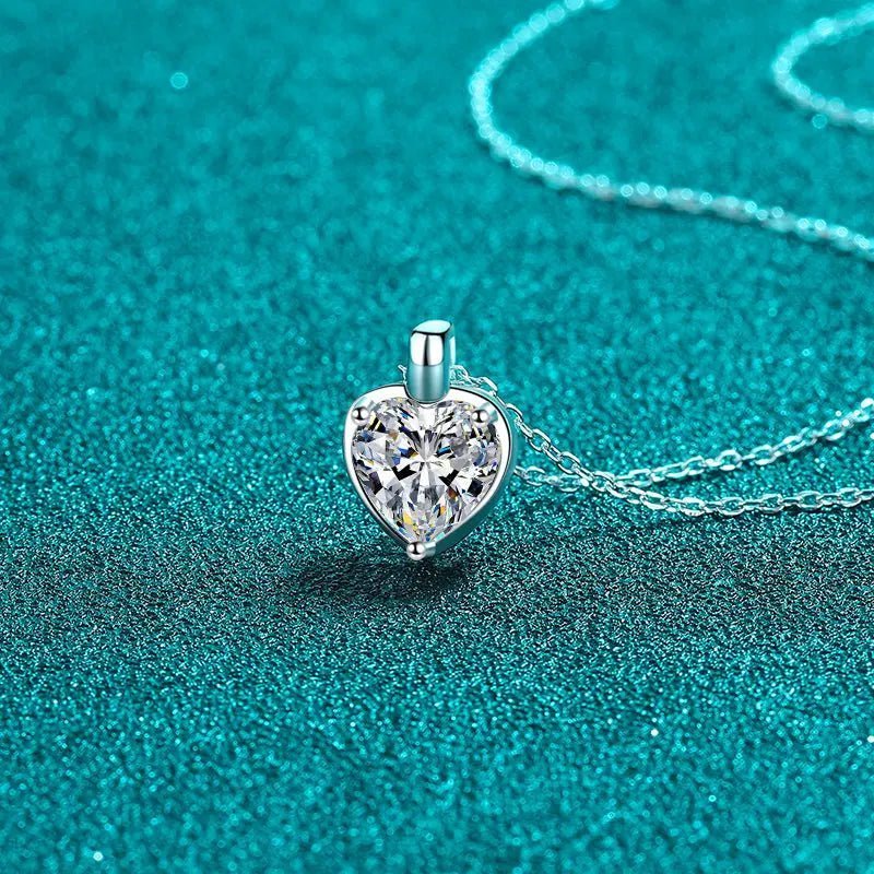 2 Carat Moissanite 925 Sterling Silver Heart Shape Necklace - GlossiChic Collection Silver / One Size GlossiChic Collection Necklace