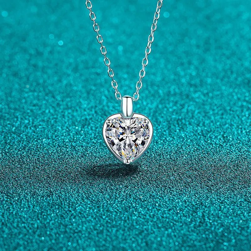 2 Carat Moissanite 925 Sterling Silver Heart Shape Necklace - GlossiChic Collection Silver / One Size GlossiChic Collection Necklace