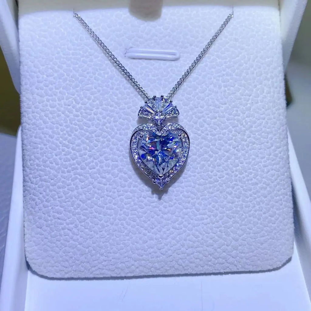 3 Carat Moissanite 925 Sterling Silver Heart Pendant Necklace - GlossiChic Collection Silver / One Size GlossiChic Collection jewelry