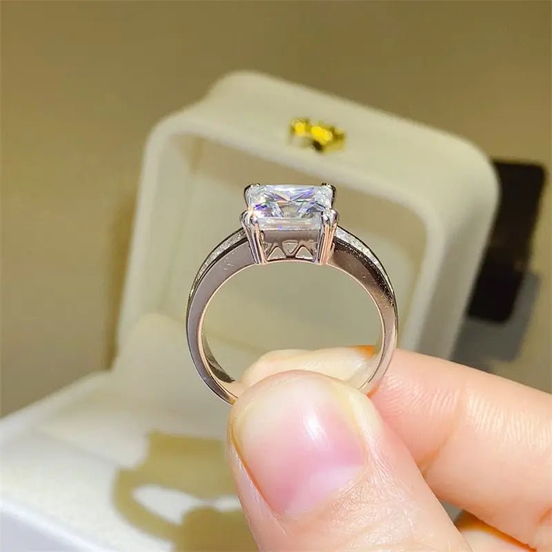 3 Carat Moissanite 925 Sterling Silver Square Shape Ring - GlossiChic Collectionjewelry