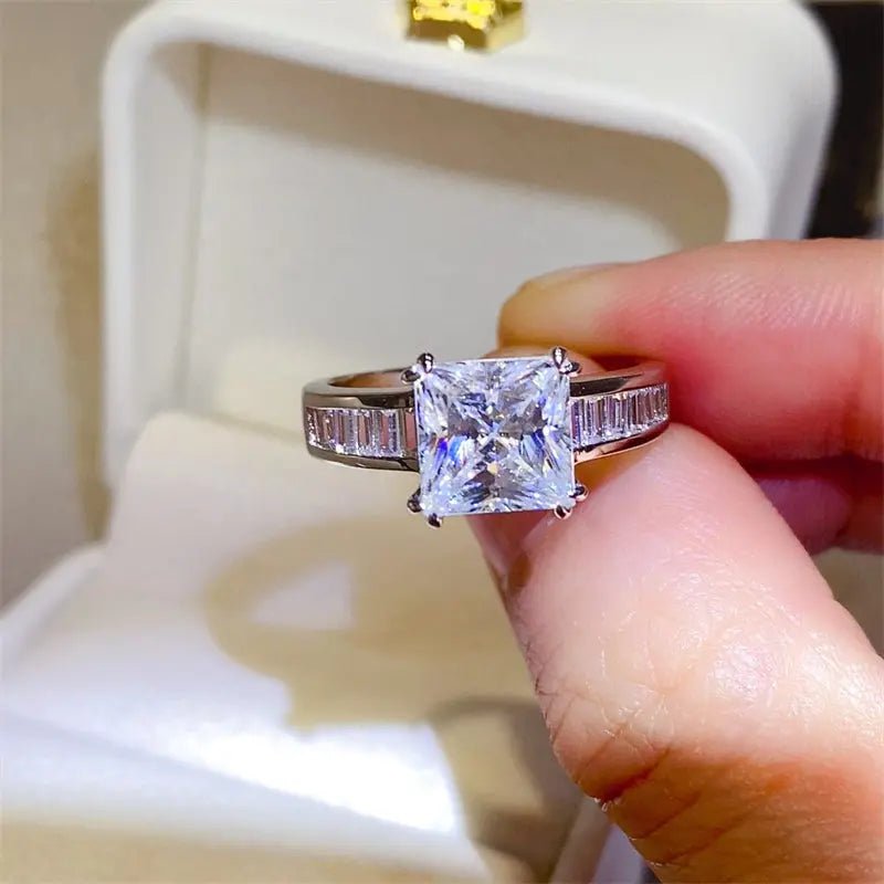 3 Carat Moissanite 925 Sterling Silver Square Shape Ring - GlossiChic Collectionjewelry