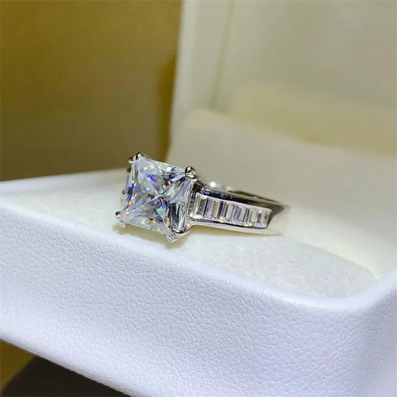 3 Carat Moissanite 925 Sterling Silver Square Shape Ring - GlossiChic Collectionjewelry
