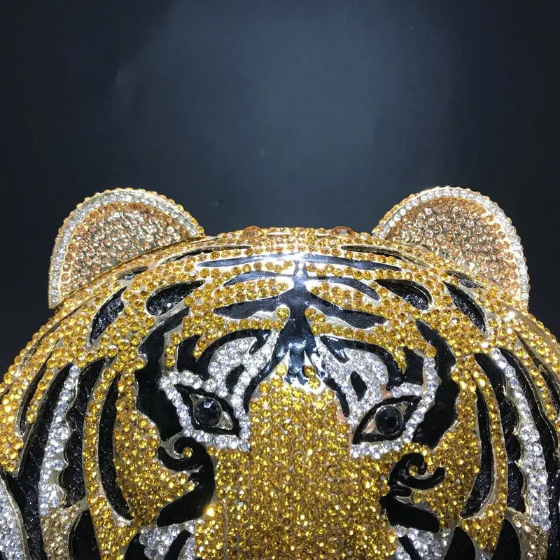 Tiger Crystal Diamonds Handbag - GlossiChic Collection Gold GlossiChic Collection Handbags