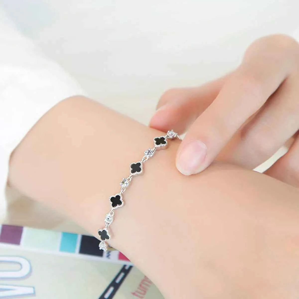 925 Sterling Silver Clover Charm Bracelet