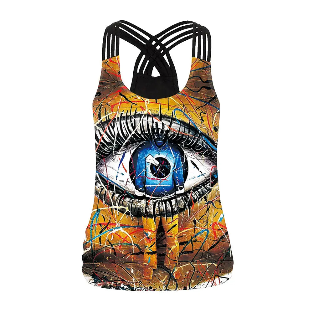 Gold Powder Digital Printed Camisole - GlossiChic Collection WB104 037 / S GlossiChic Collection Shirts & Tops