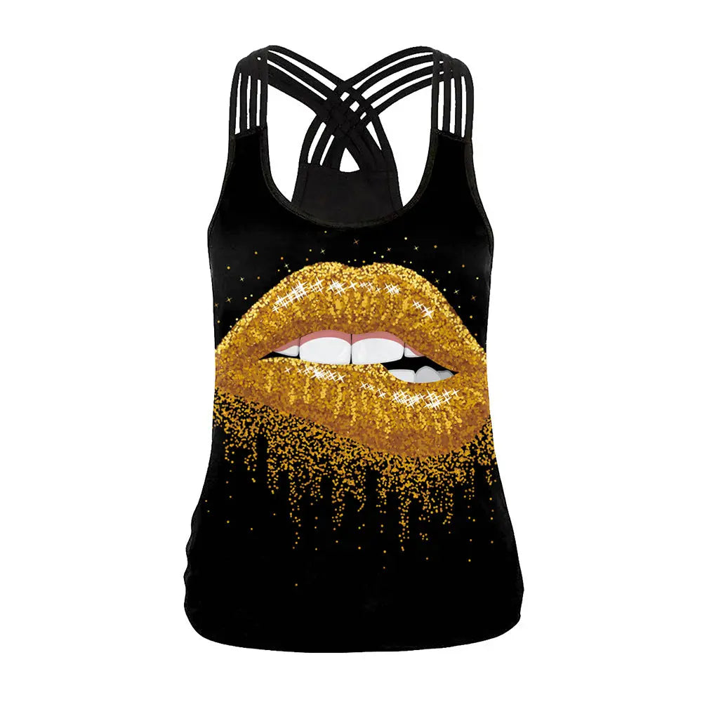 Gold Powder Digital Printed Camisole - GlossiChic Collection WB104 032 / S GlossiChic Collection Shirts & Tops