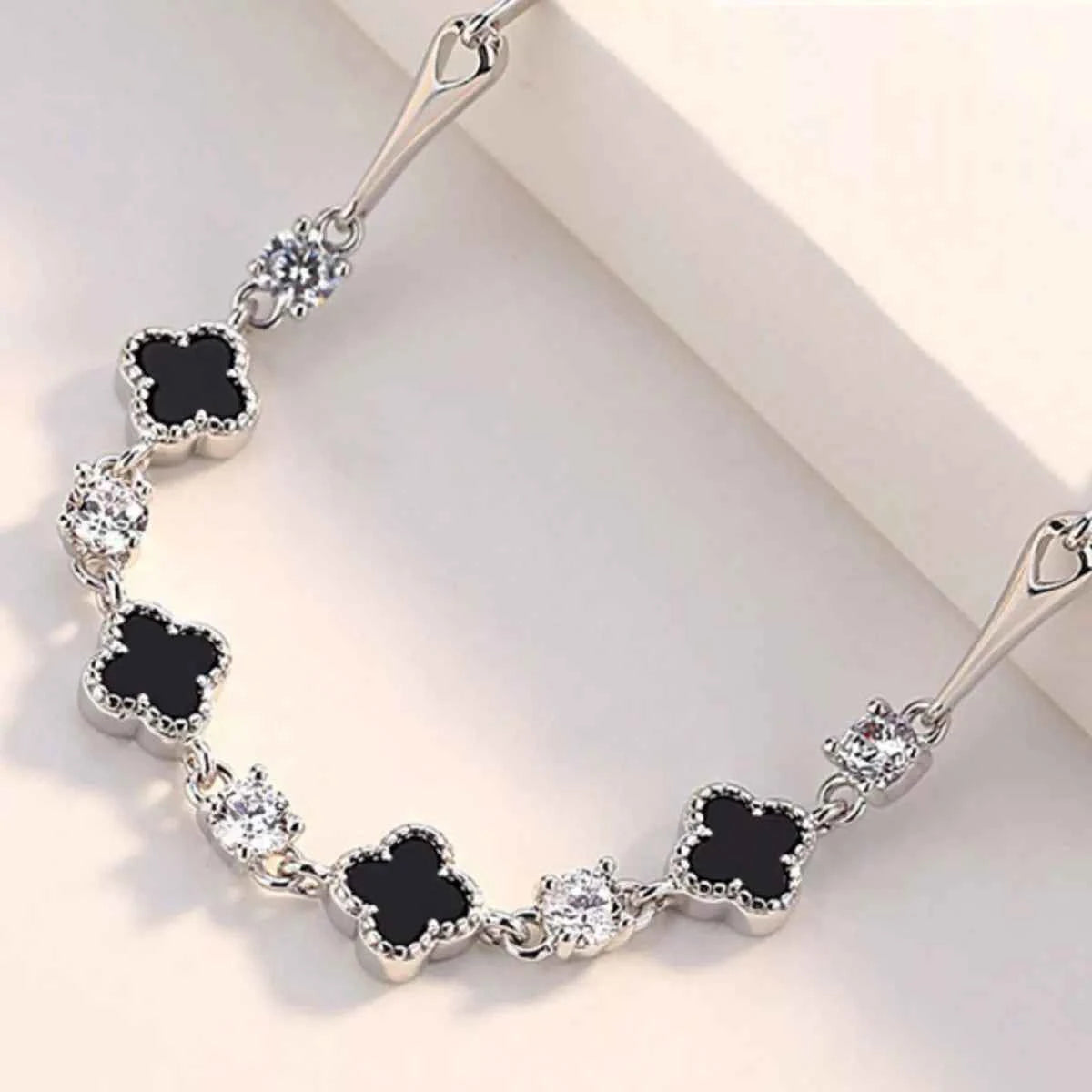925 Sterling Silver Clover Charm Bracelet