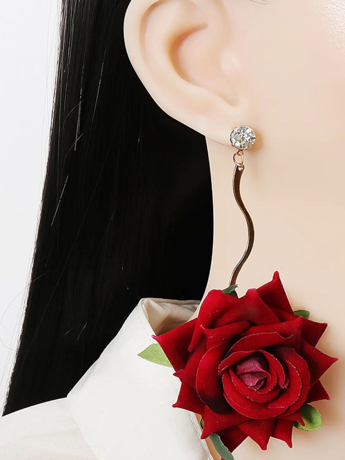 Alloy Rose Dangle Earrings - GlossiChic Collection Deep Red / One Size GlossiChic Collection Earrings