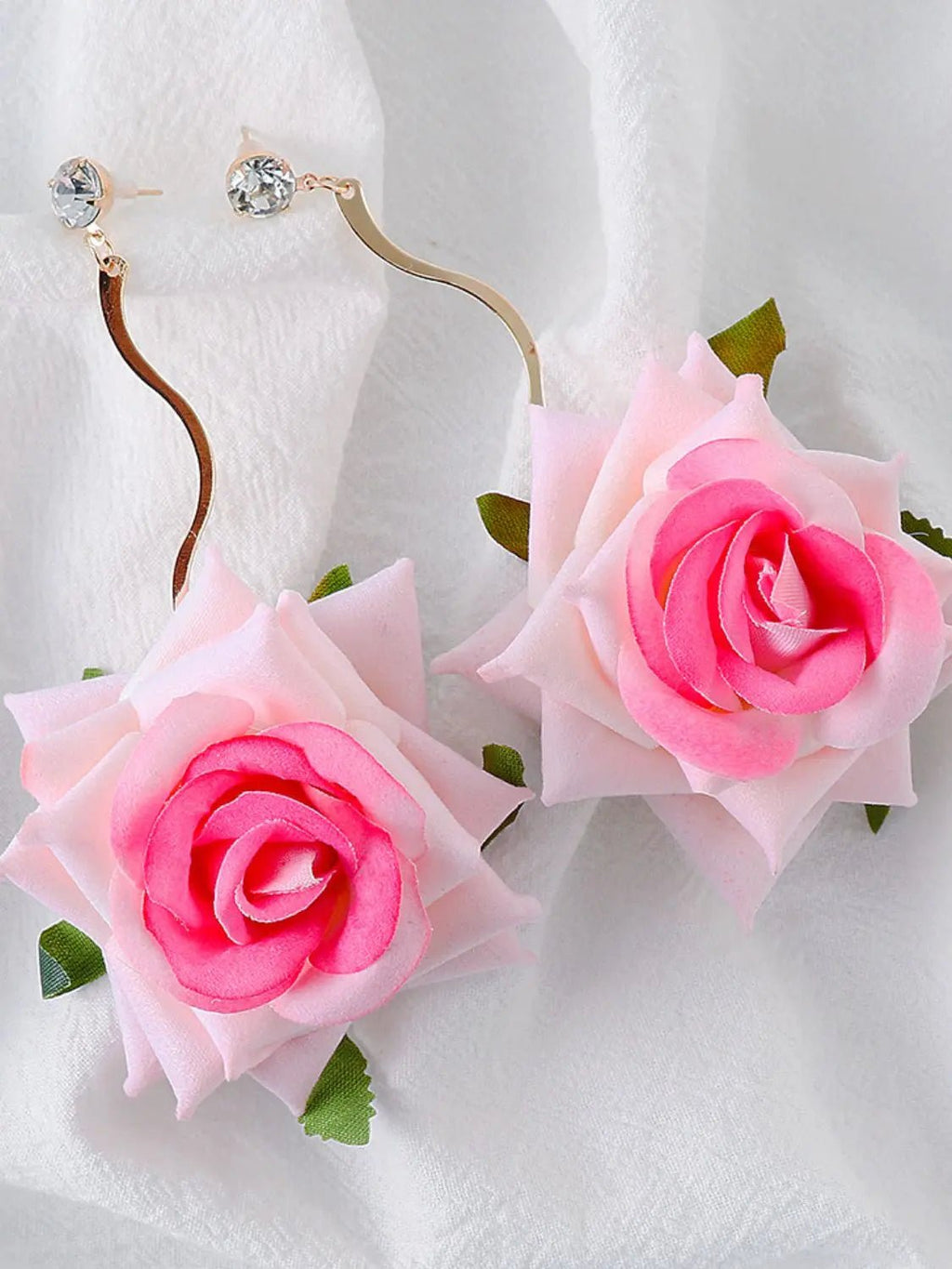Alloy Rose Dangle Earrings - GlossiChic Collection Fuchsia Pink / One Size GlossiChic Collection Earrings