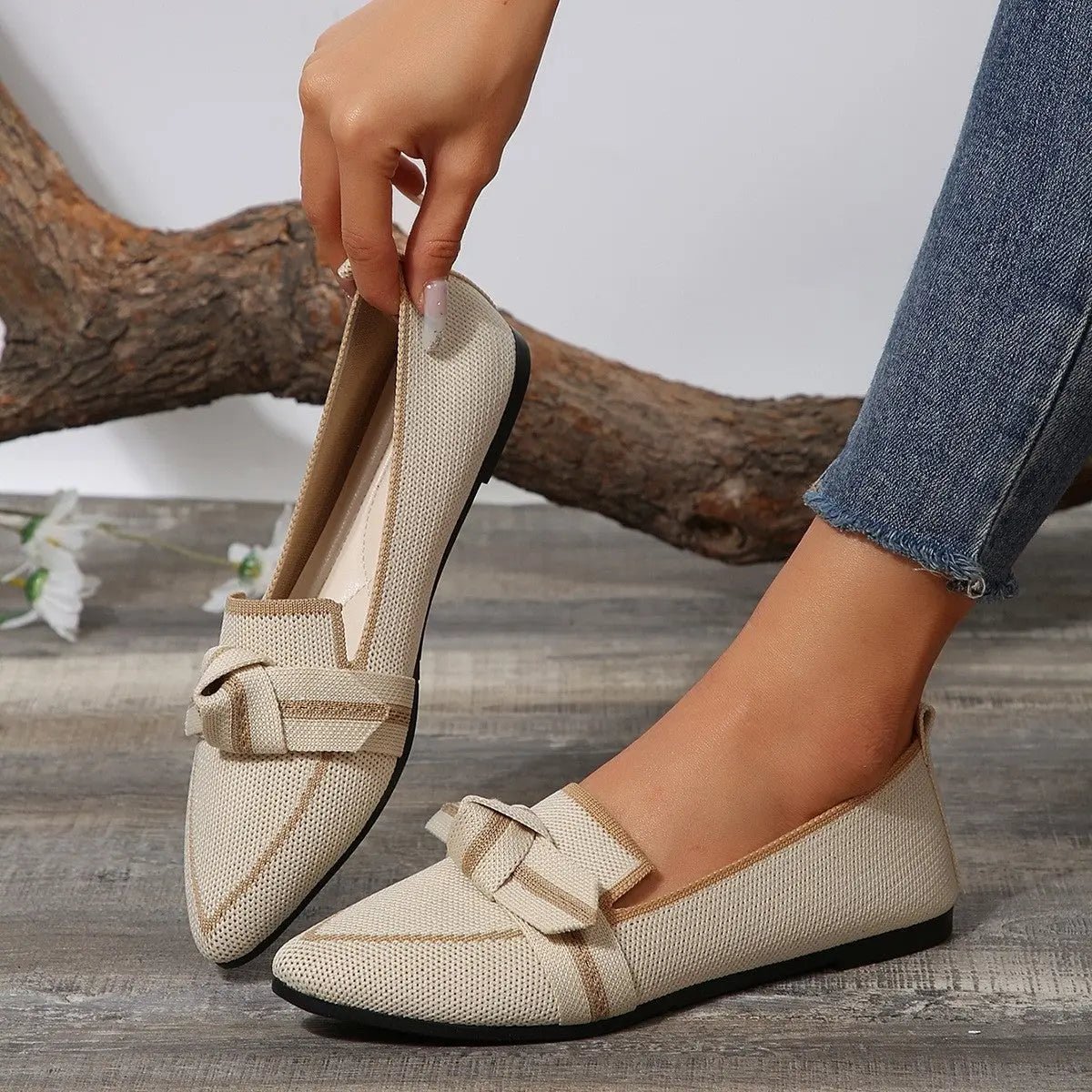 Bow Contrast Trim Point Toe Shoes - GlossiChic CollectionShoes & Accessories