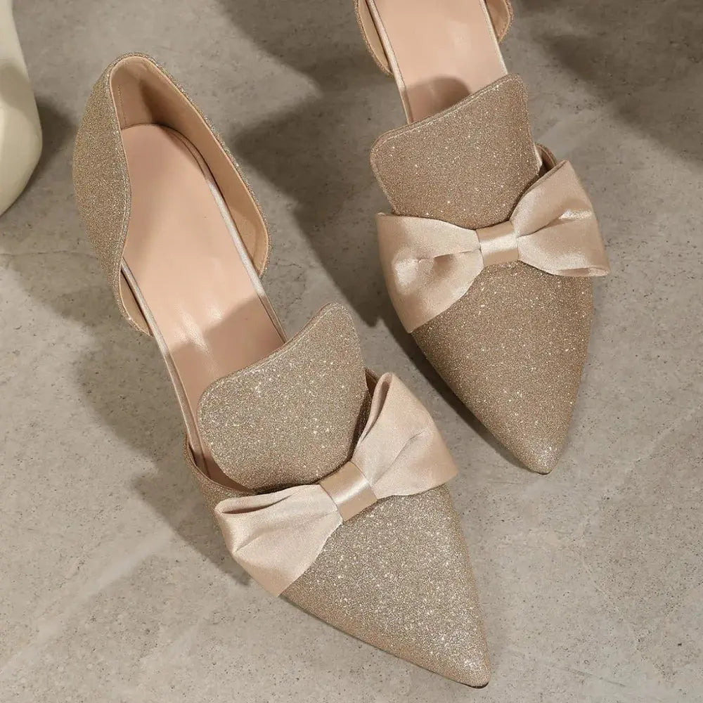 Bow Point Toe Stiletto Pumps - GlossiChic CollectionShoes