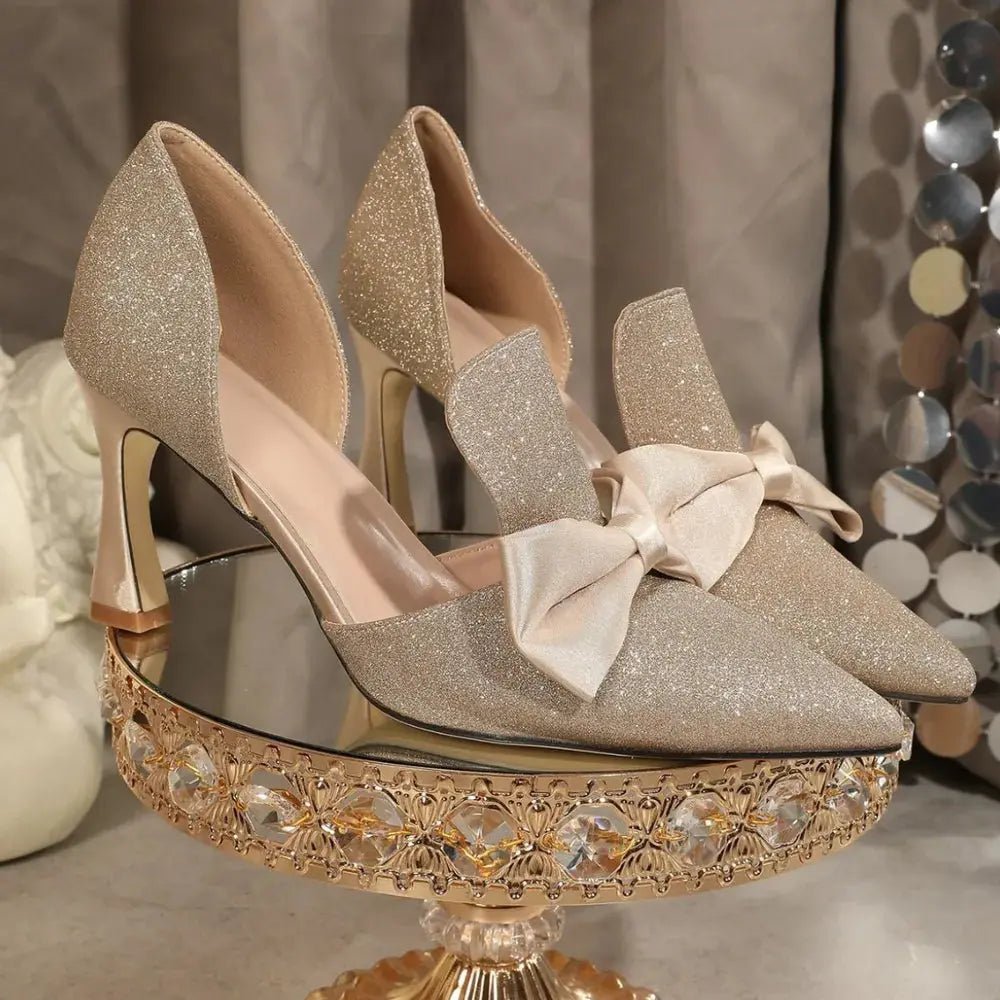 Bow Point Toe Stiletto Pumps - GlossiChic CollectionShoes