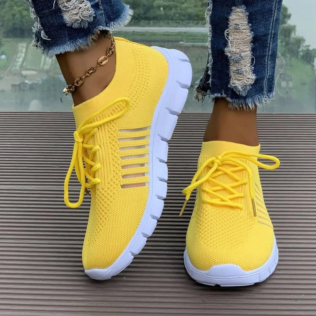 Breathable Mesh Round Toe Athletic - GlossiChic Collection Yellow / 37(US6) GlossiChic Collection Shoes
