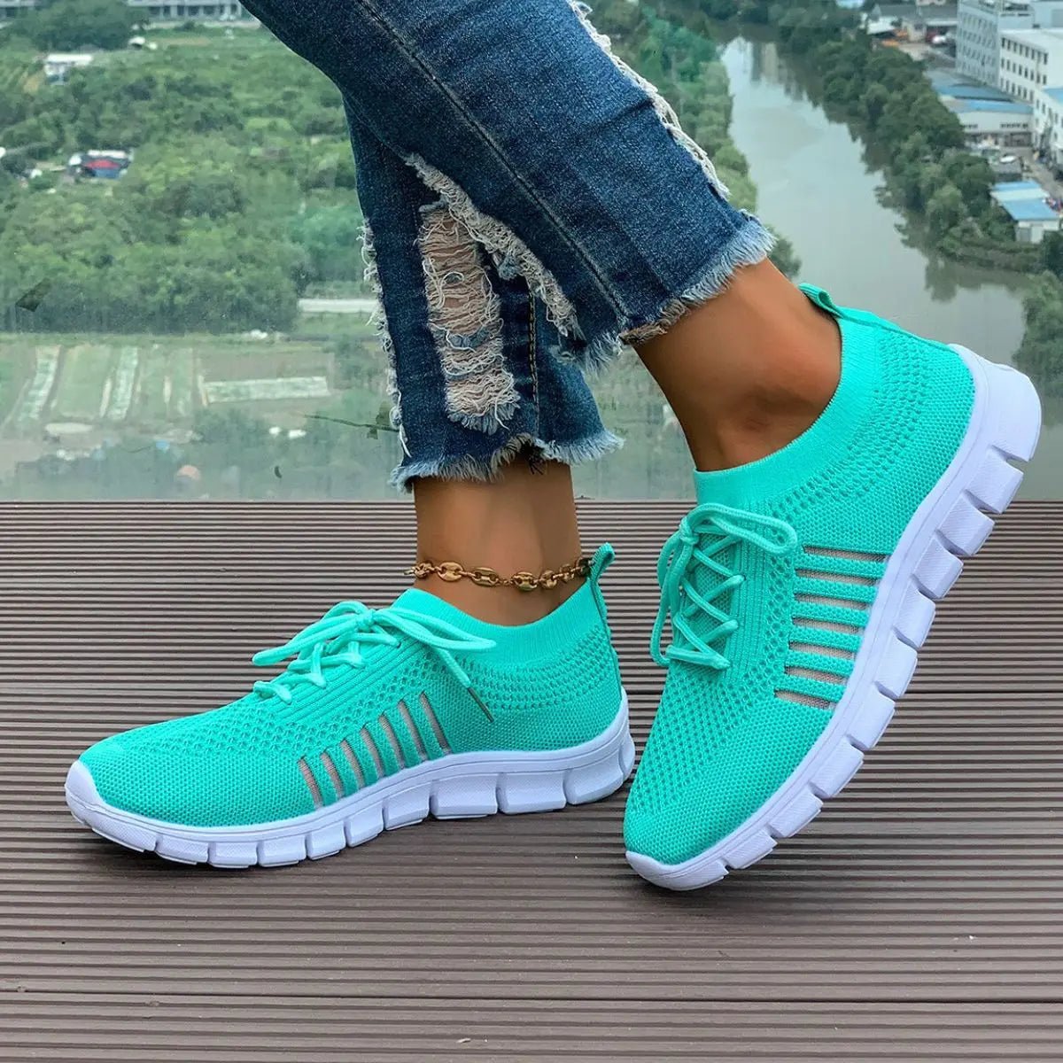 Breathable Mesh Round Toe Athletic - GlossiChic Collection Aqua / 36(US5) GlossiChic Collection Shoes