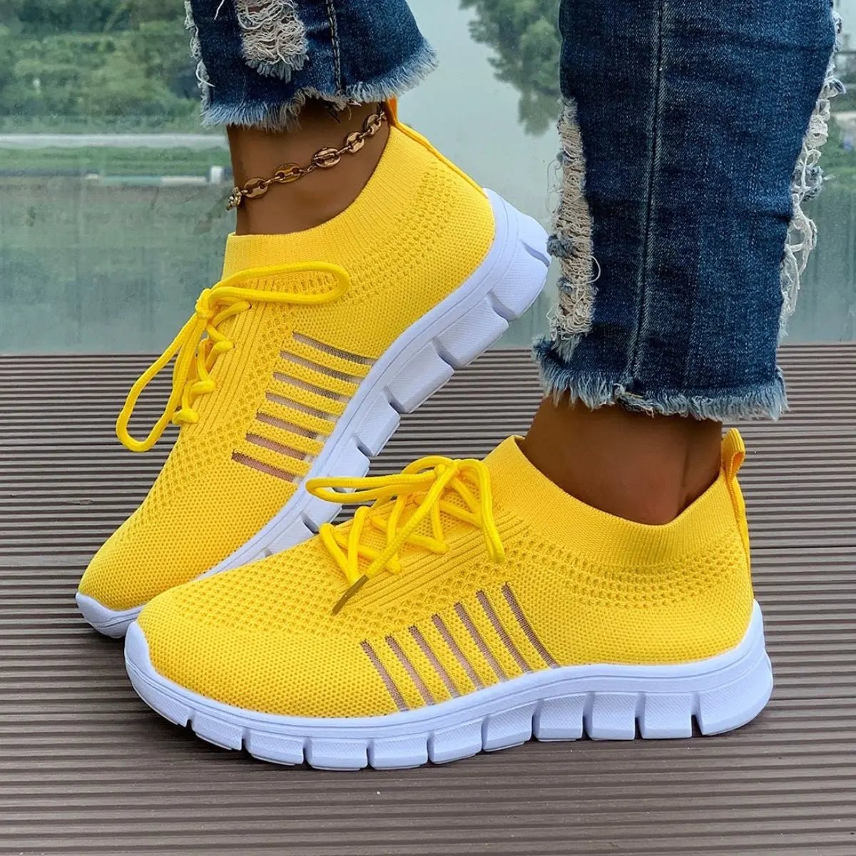 Breathable Mesh Round Toe Athletic - GlossiChic Collection Yellow / 37(US6) GlossiChic Collection Shoes
