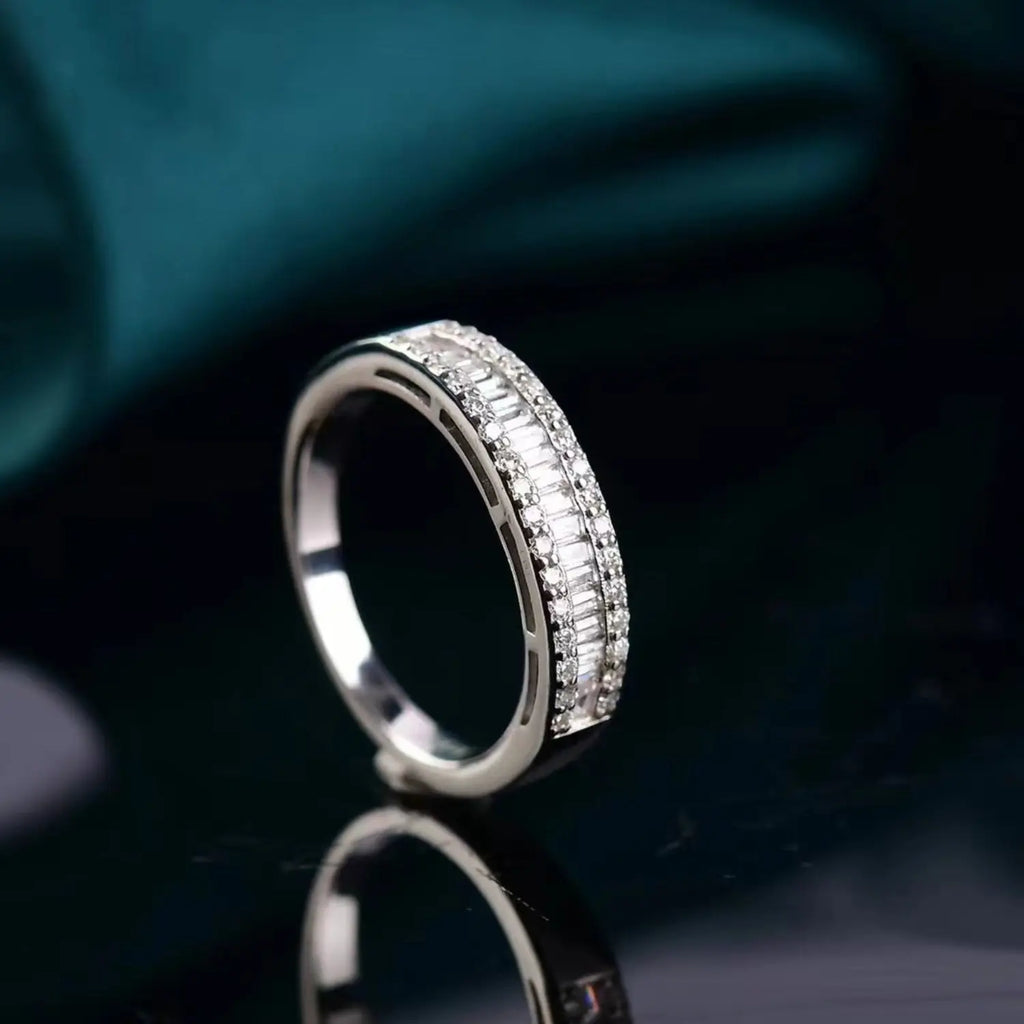 Moissanite 925 Sterling Silver Ring - GlossiChic Collection Silver / 4.5 GlossiChic Collection jewelry