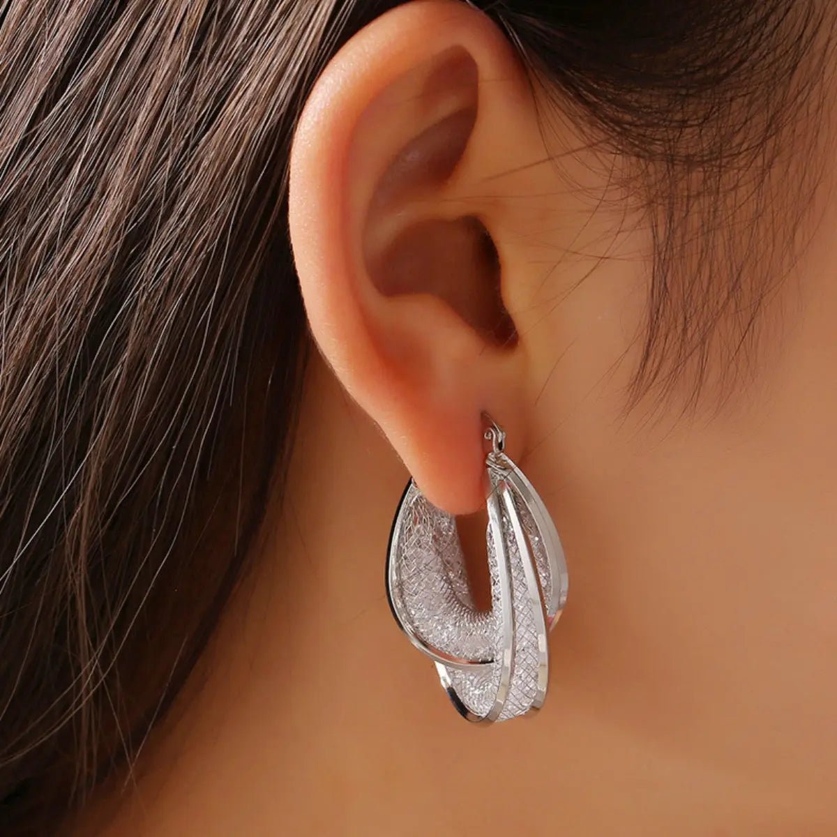 Copper Glass Stone U Shape Earrings - GlossiChic Collection Gold / One Size GlossiChic Collection Earrings