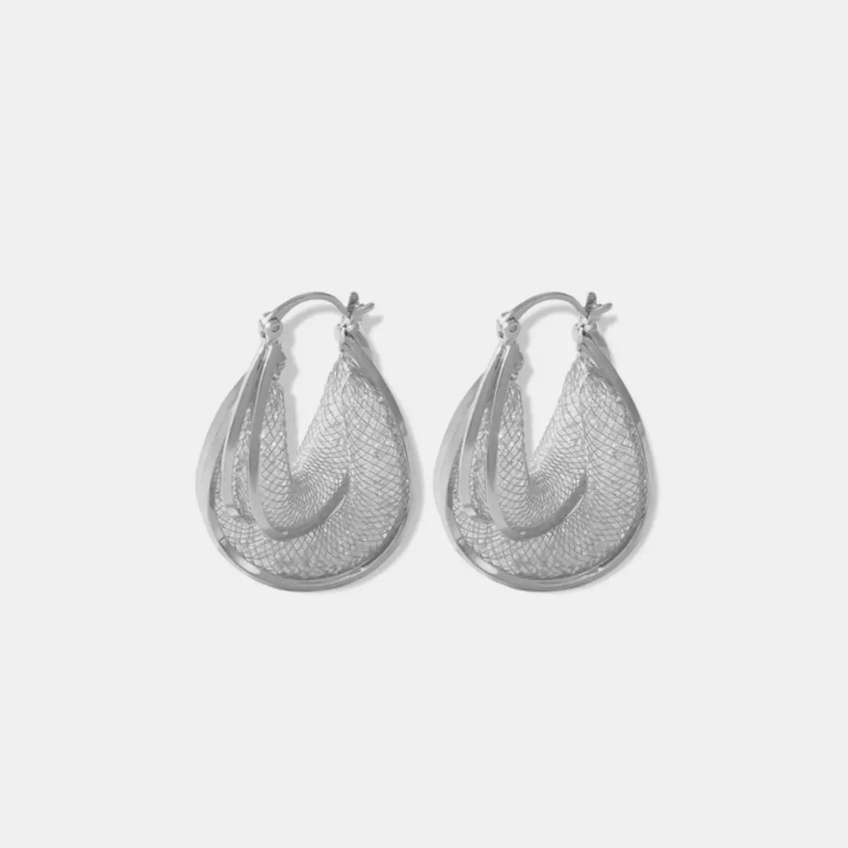 Copper Glass Stone U Shape Earrings - GlossiChic Collection Silver / One Size GlossiChic Collection Earrings
