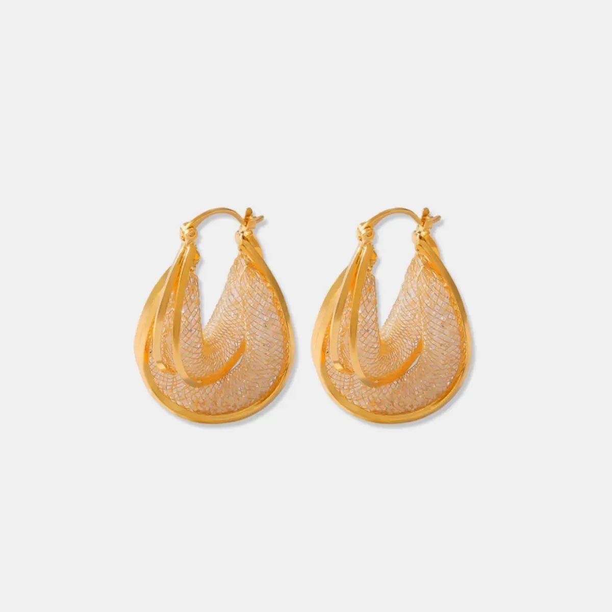 Copper Glass Stone U Shape Earrings - GlossiChic Collection Gold / One Size GlossiChic Collection Earrings