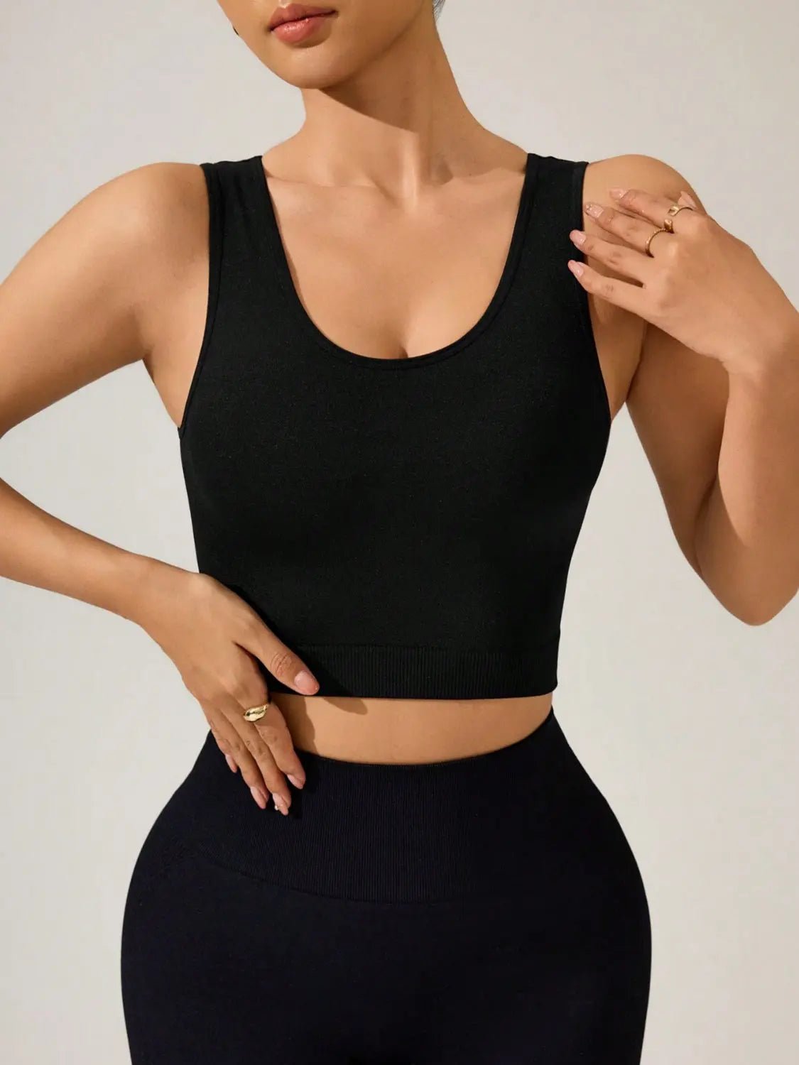 Crisscross Cropped Active Tank - GlossiChic Collection Black / S GlossiChic Collection Activewear