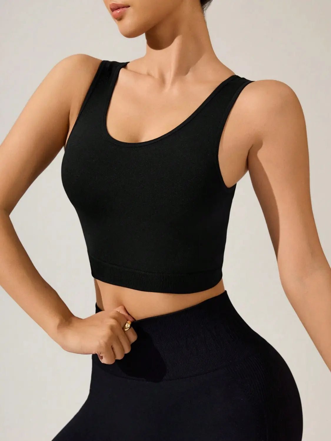 Crisscross Cropped Active Tank - GlossiChic Collection Black / S GlossiChic Collection Activewear