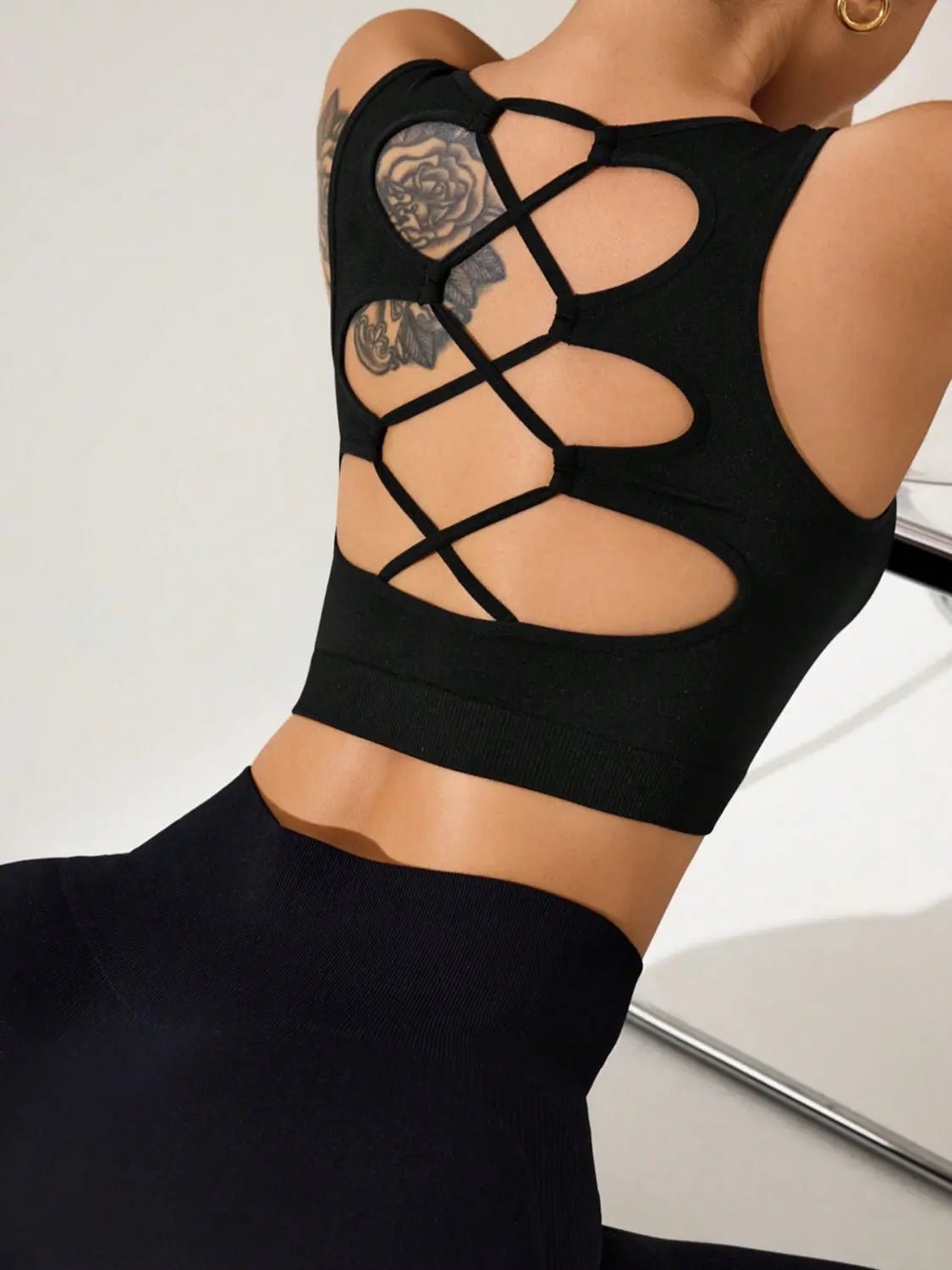 Crisscross Cropped Active Tank - GlossiChic Collection Black / S GlossiChic Collection Activewear