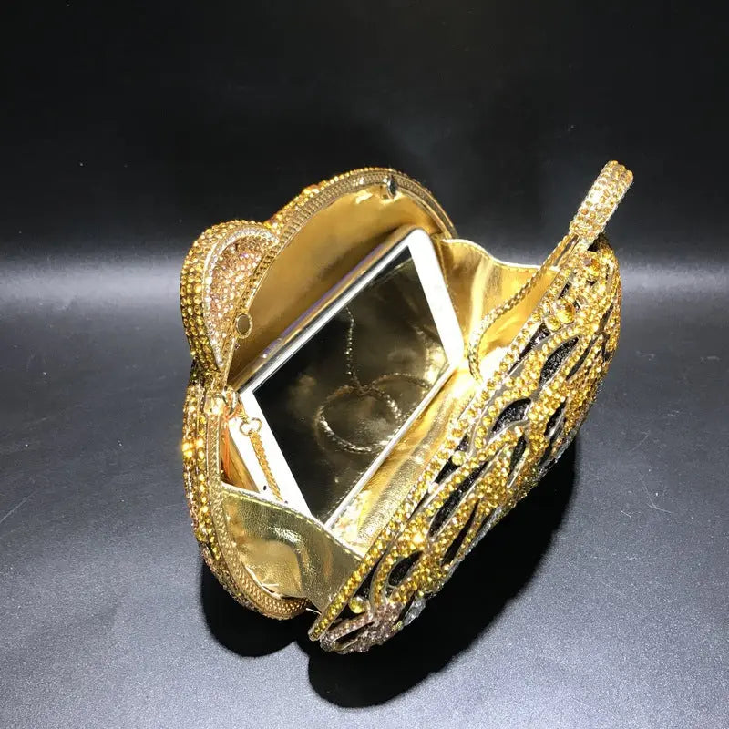 Tiger Crystal Diamonds Handbag - GlossiChic Collection Gold GlossiChic Collection Handbags