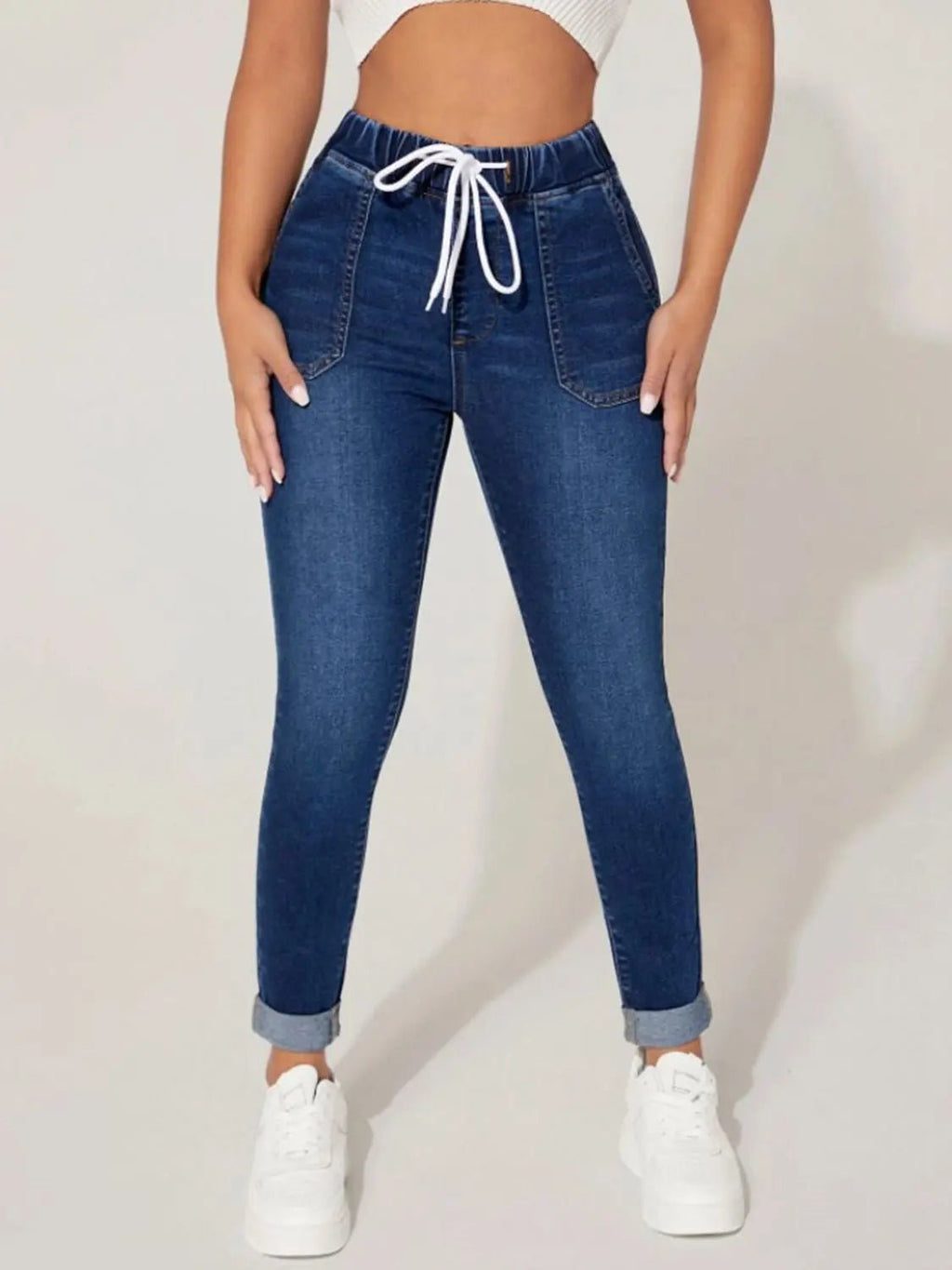 Drawstring Cropped Jeans - GlossiChic CollectionJeans, Pants, & Shorts