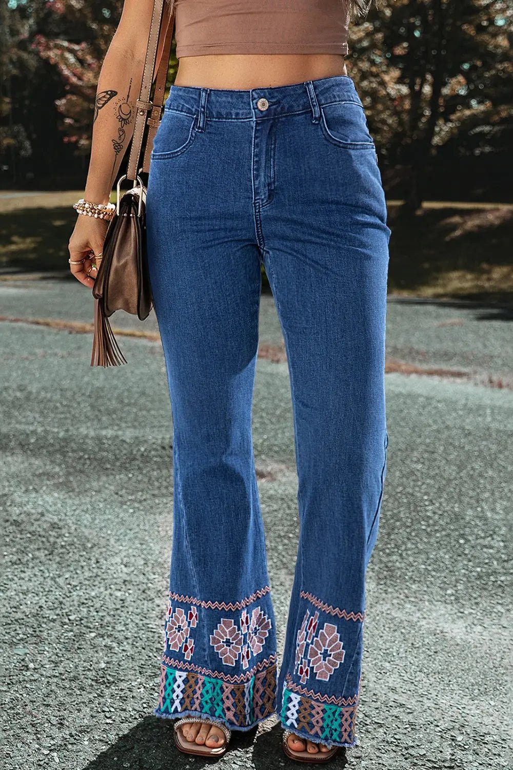 Embroidered Bootcut Jeans - GlossiChic CollectionJeans, Pants, & Shorts