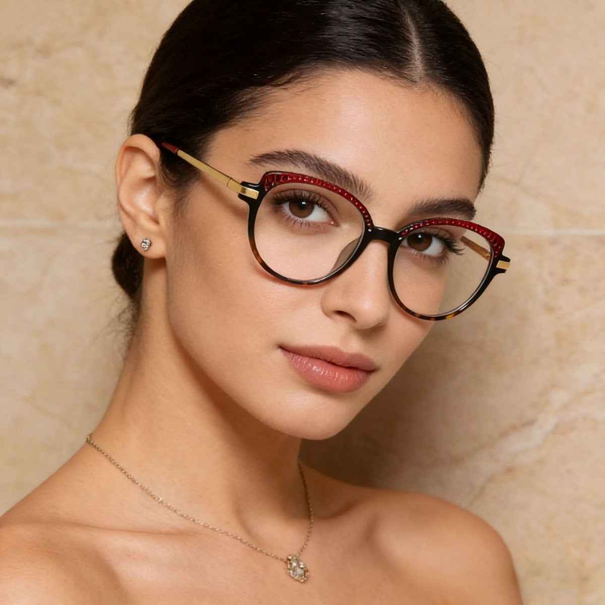 Metal Temples Cat-Eye Glasses
