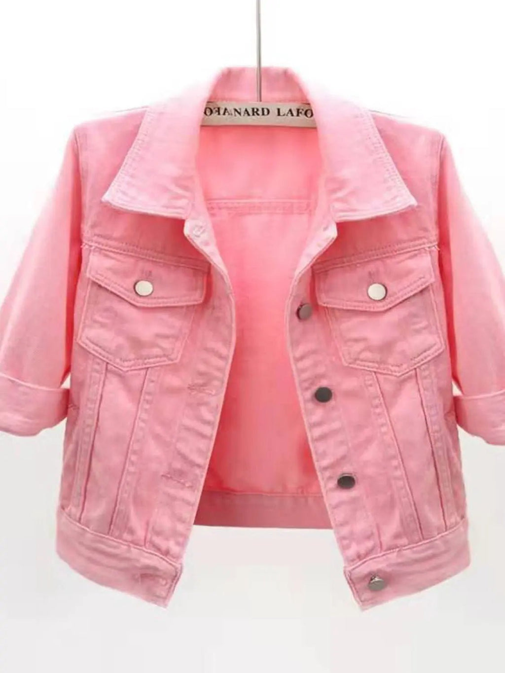 Full Size Cropped Denim Jacket - GlossiChic Collection Pink / 5XL GlossiChic Collection Coats & Jackets
