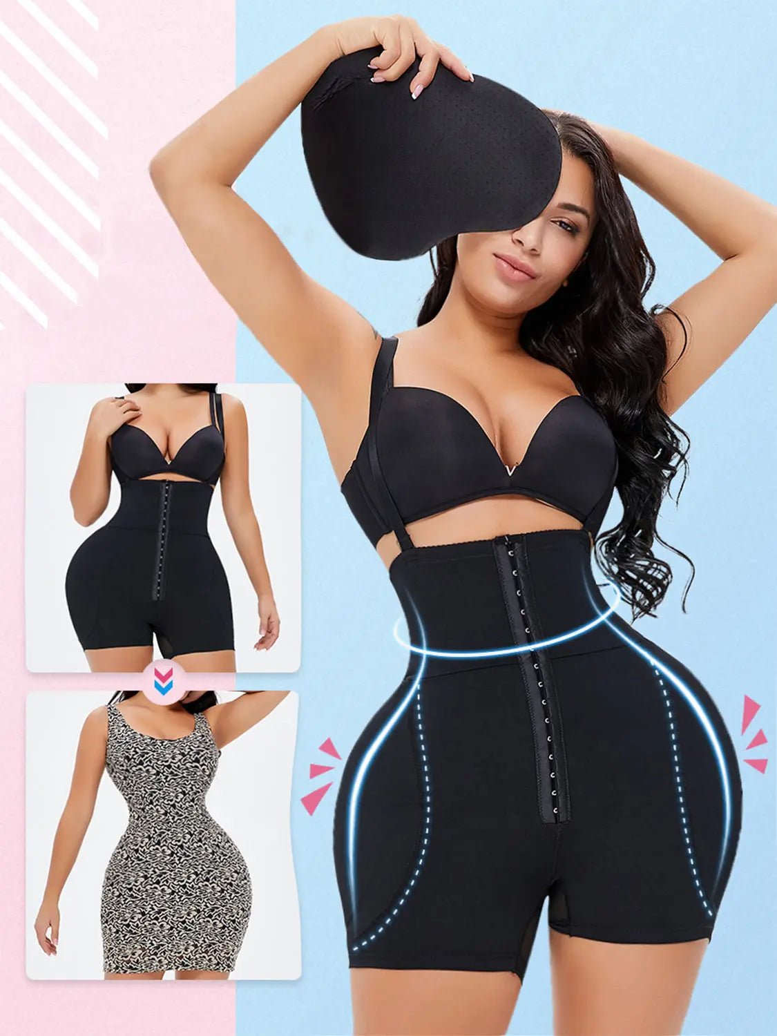 Full Size Hook - and - Eye Under - Bust Shaping Bodysuit - GlossiChic CollectionBodysuits