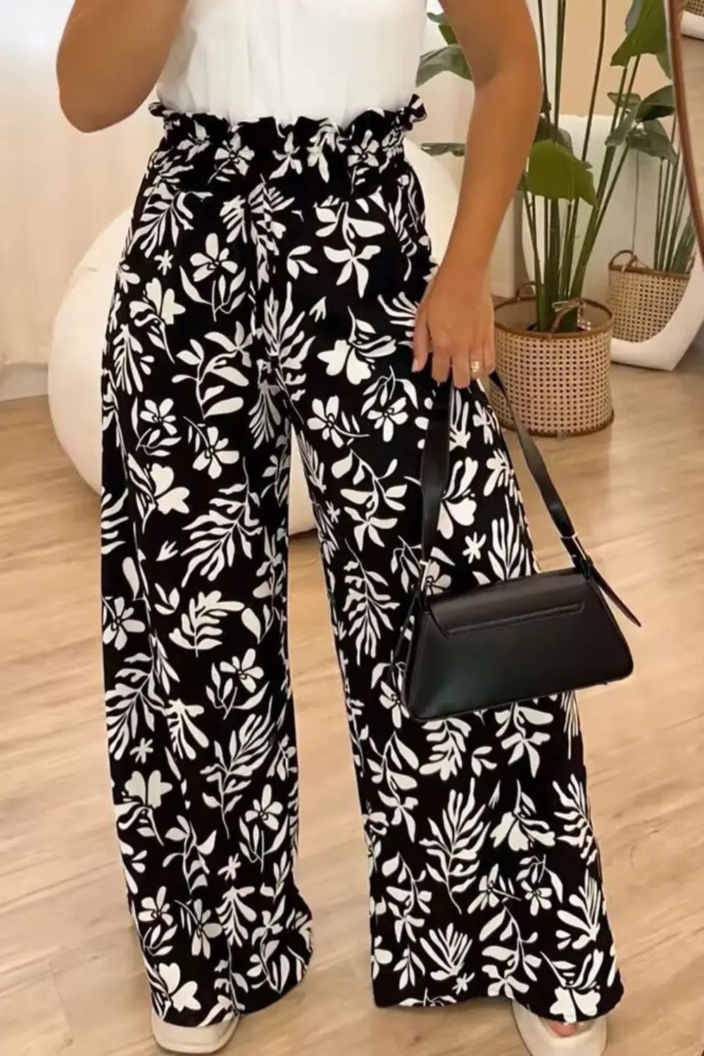 Full Size Printed High Waist Wide Leg Pants - GlossiChic CollectionJeans, Pants, & Shorts