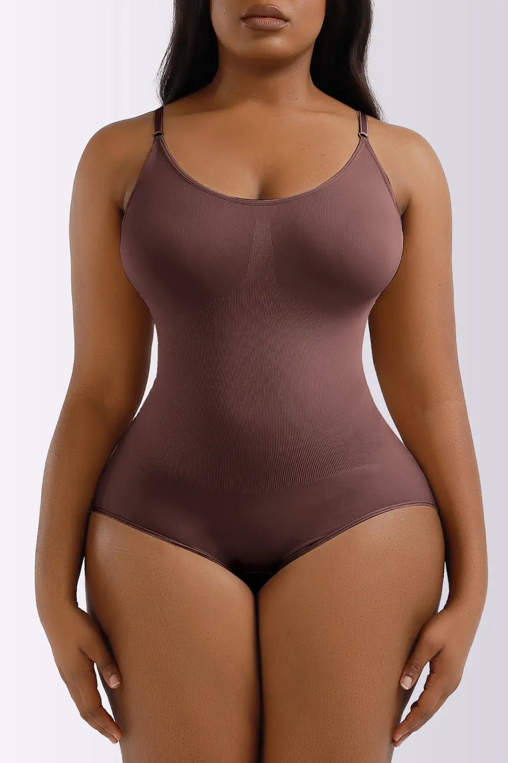 Full Size Spaghetti Strap Shaping Bodysuit - GlossiChic Collection Mocha / S GlossiChic Collection Bodysuits