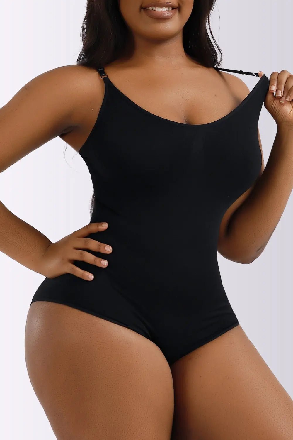 Full Size Spaghetti Strap Shaping Bodysuit - GlossiChic Collection Black / S GlossiChic Collection Bodysuits
