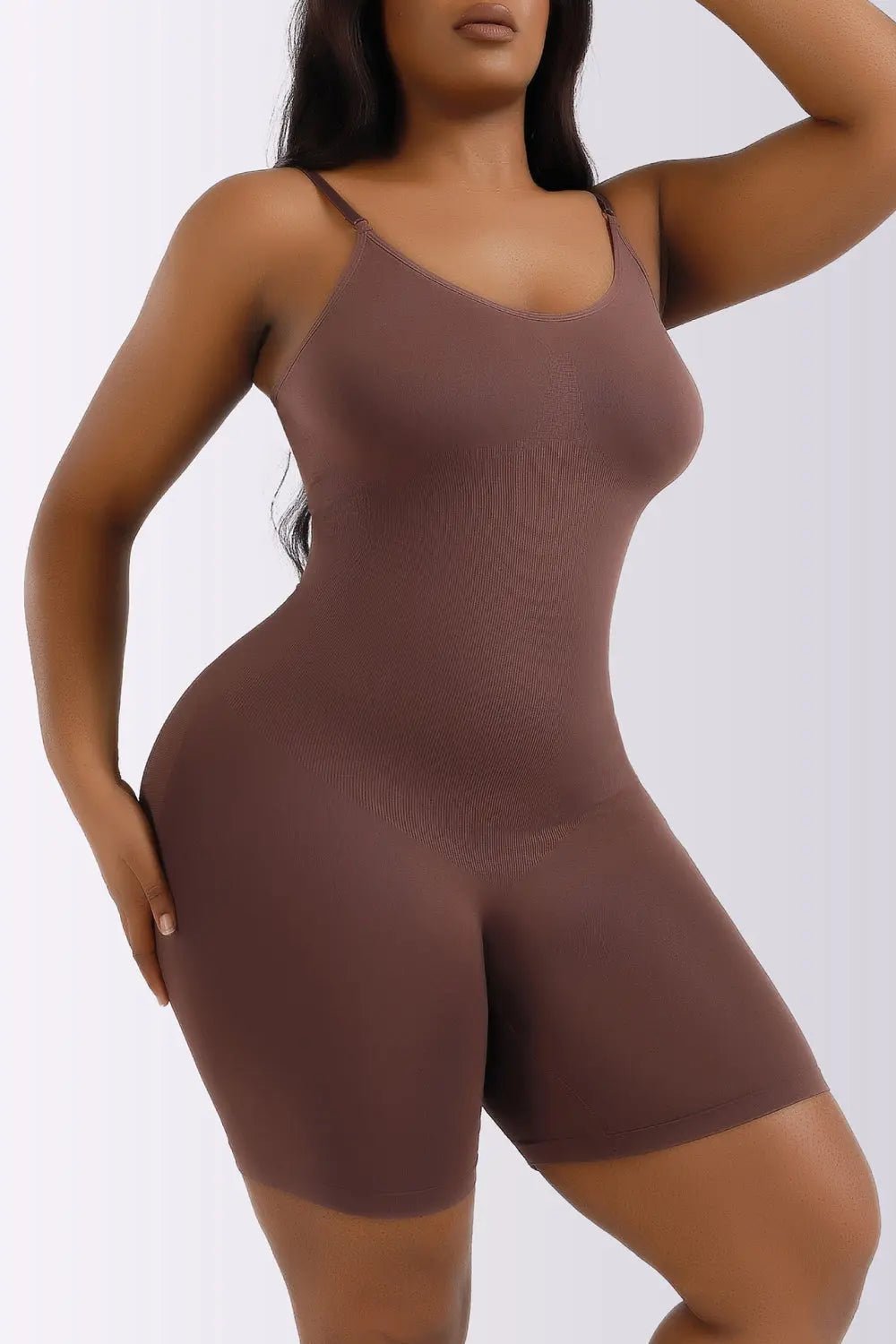 Full Size Spaghetti Strap Shaping Romper - GlossiChic Collection Mocha / S GlossiChic Collection Jumpers & Rompers