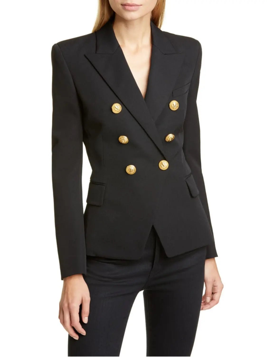 Lapel Collar Long Sleeve Blazer - GlossiChic Collection Black / S GlossiChic Collection Blazer & Cardigan