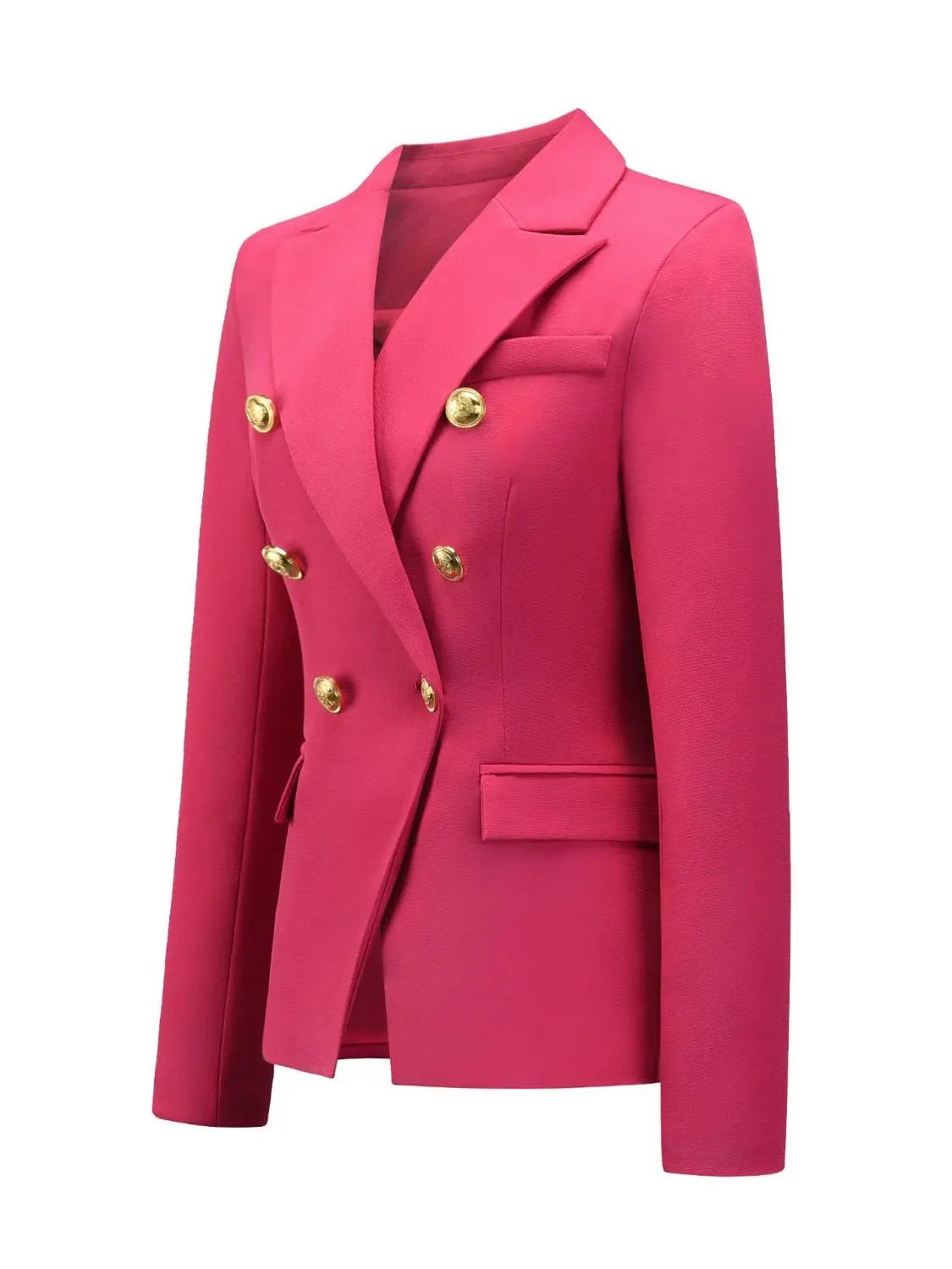 Lapel Collar Long Sleeve Blazer - GlossiChic Collection Hot Pink / S GlossiChic Collection Blazer & Cardigan