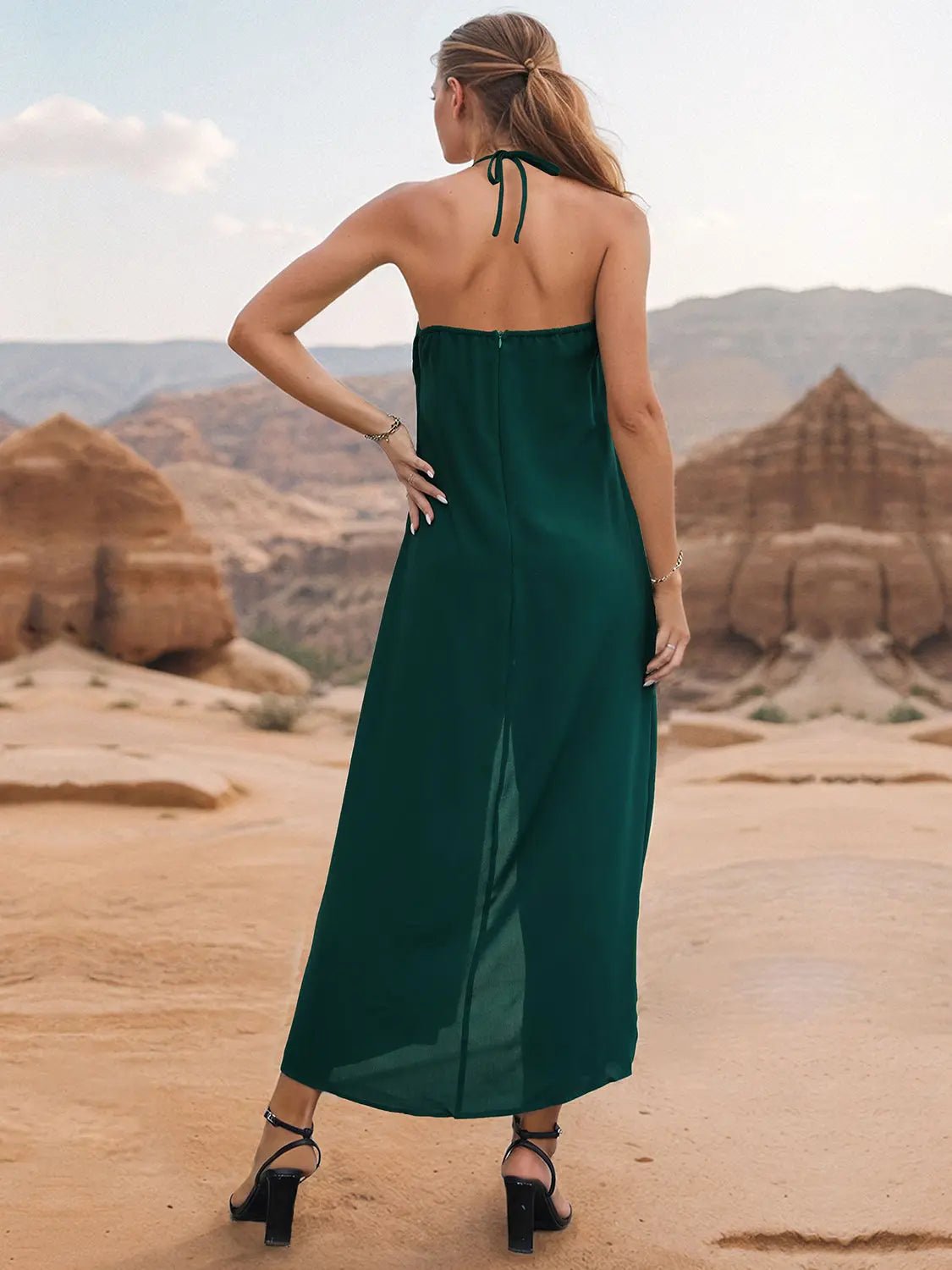 Layered Halter Neck Wide Leg Jumpsuit - GlossiChic CollectionJumpers & Rompers