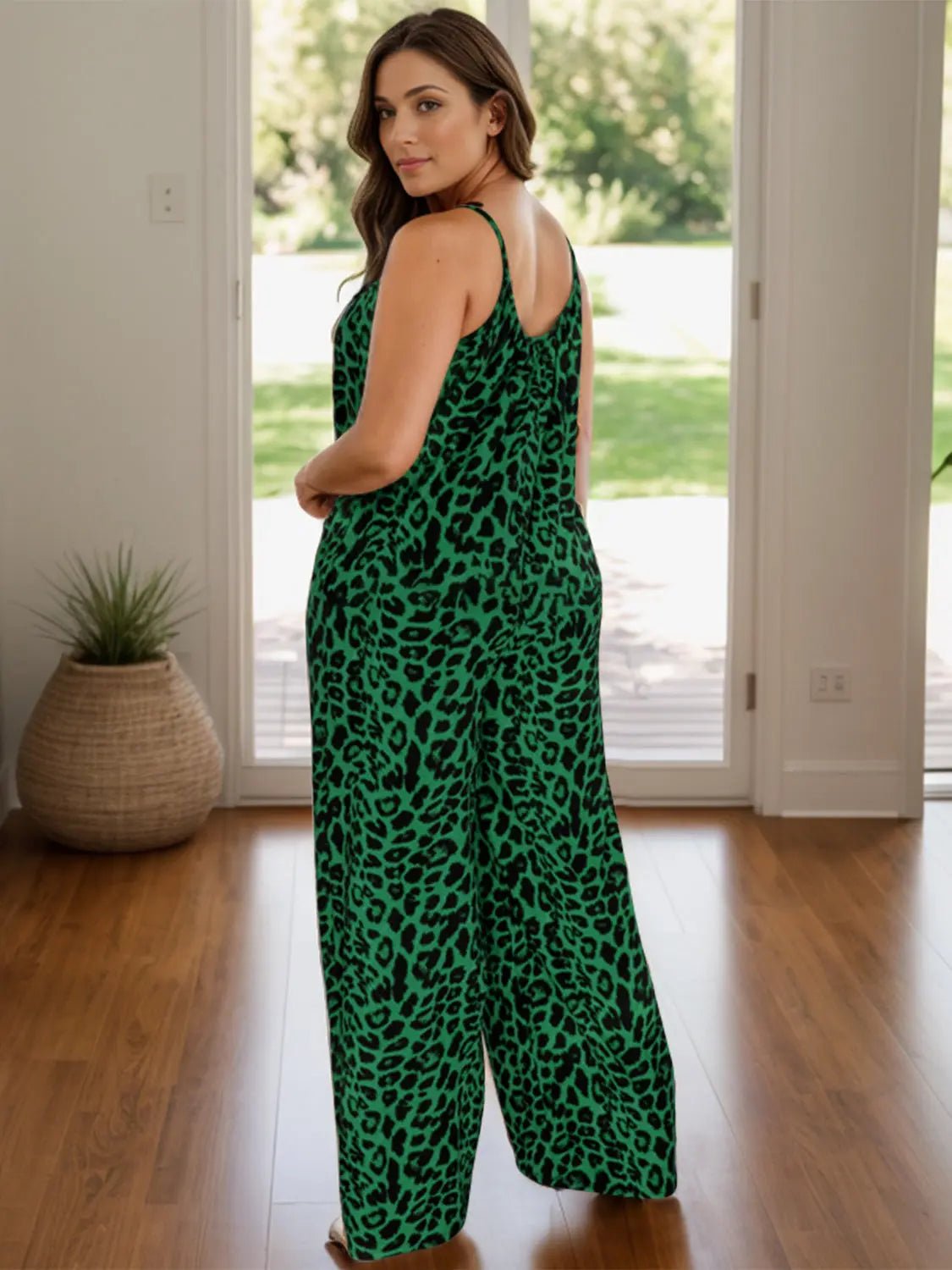 Leopard Scoop Neck Wide Leg Jumpsuit - GlossiChic CollectionJumpers & Rompers