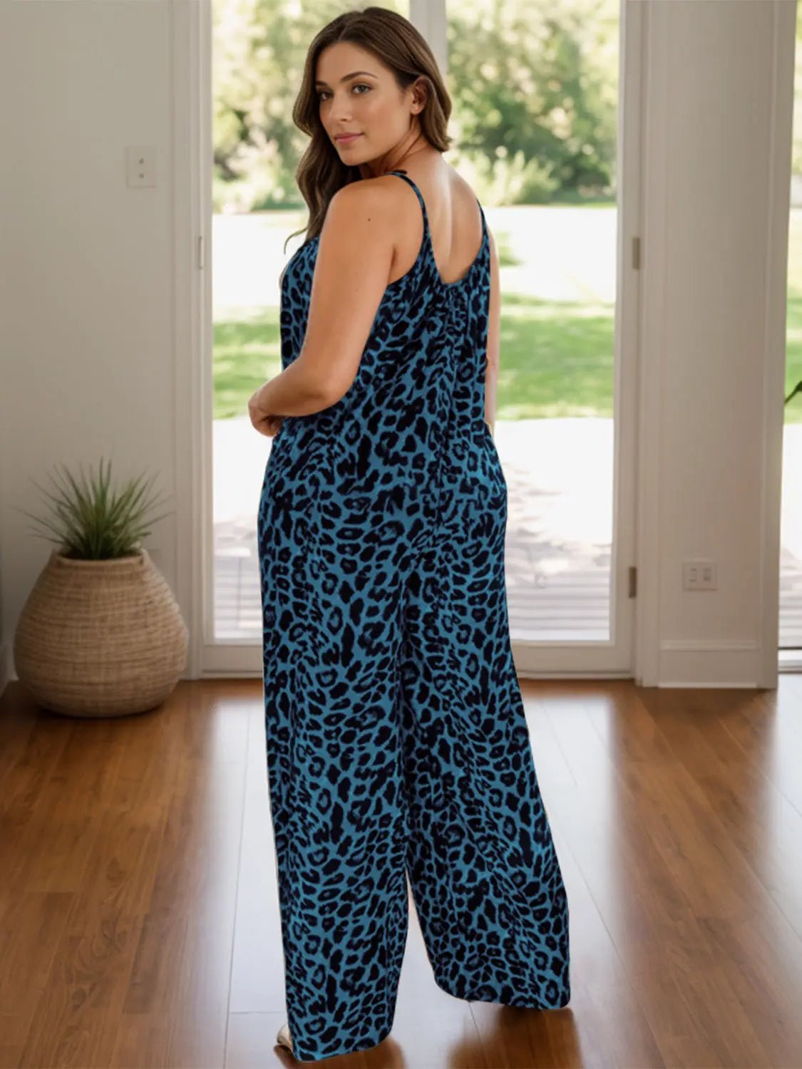 Leopard Scoop Neck Wide Leg Jumpsuit - GlossiChic CollectionJumpers & Rompers