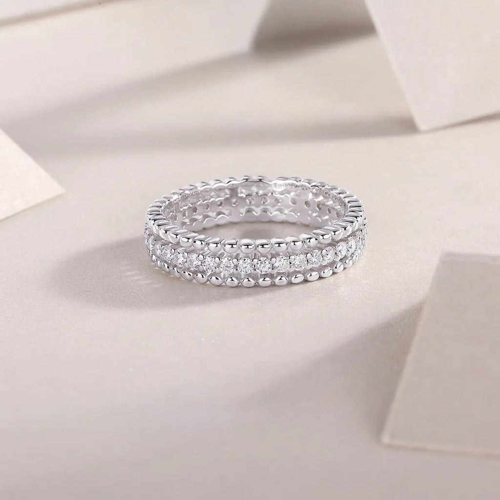 Moissanite 925 Sterling Silver Ring - GlossiChic Collection Silver / 5 GlossiChic Collection Rings