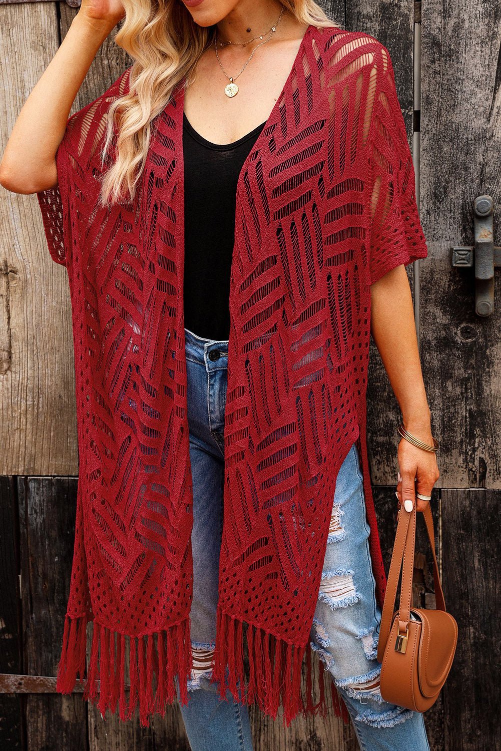 Open Front Cardigan with Fringes - GlossiChic CollectionBlazer & Cardigan