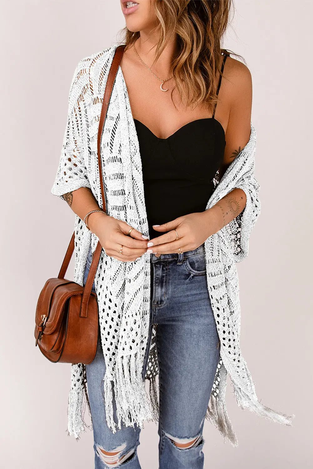 Open Front Cardigan with Fringes - GlossiChic CollectionBlazer & Cardigan