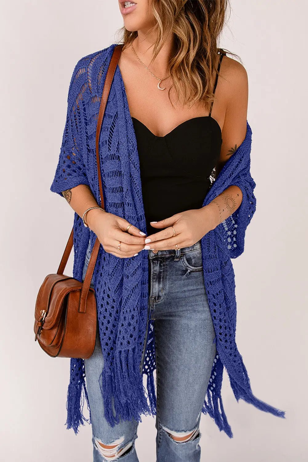 Open Front Cardigan with Fringes - GlossiChic CollectionBlazer & Cardigan